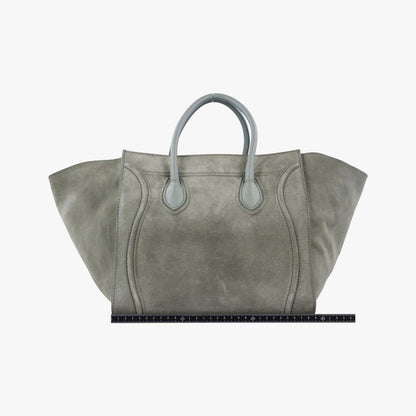 Celine Luggage Small Square Phantom Green Gray Suede Handbag — view 2