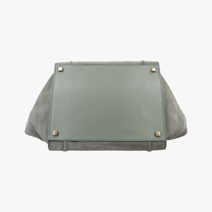 Celine Luggage Small Square Phantom Green Gray Suede Handbag — view 3