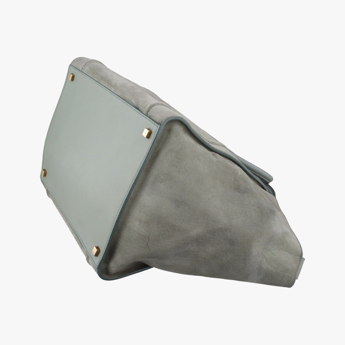 Celine Luggage Small Square Phantom Green Gray Suede Handbag — view 6