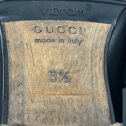 Gucci Loafers Horsebit Black Gold Leather 5.5 — view 6