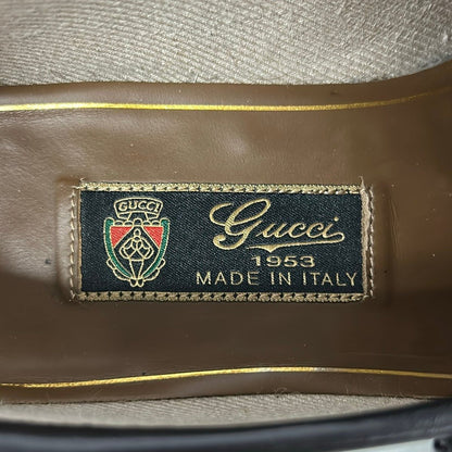 Gucci Loafers Horsebit Black Gold Leather 5.5 — view 5