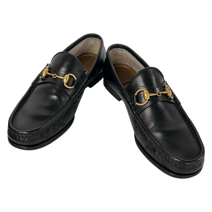Gucci Loafers Horsebit Black Gold Leather 5.5 — view 2