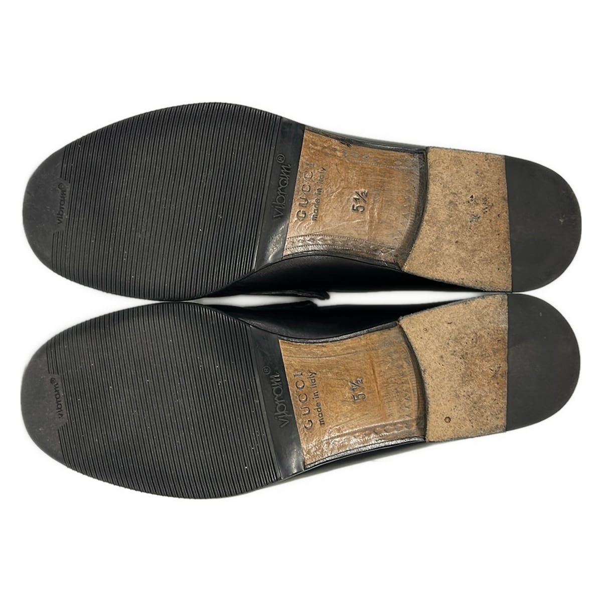 Gucci Loafers Horsebit Black Gold Leather 5.5 — view 4