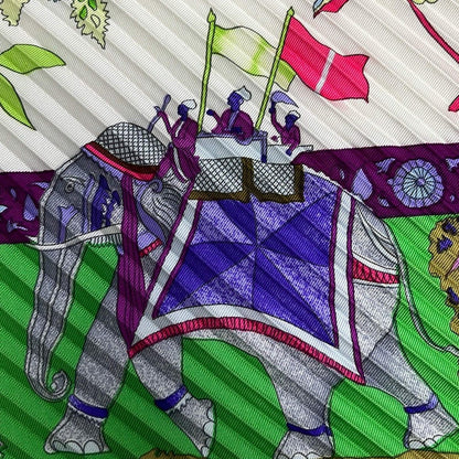 Hermes Scarf Carre Plisse Green White Fantaisies Indiennes — view 5