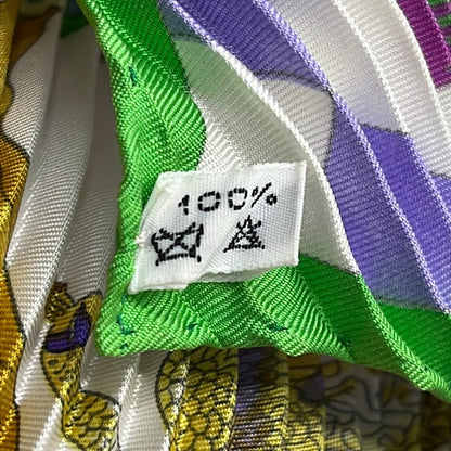 Hermes Scarf Carre Plisse Green White Fantaisies Indiennes — view 3