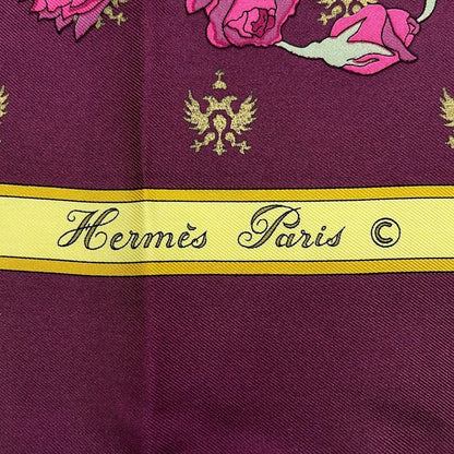 Hermes Scarf Carre 90 Bordeaux Yellow Multi Roue Arriere du Carrosse Imperial — view 2