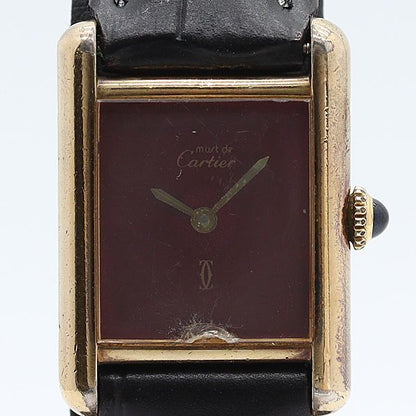 Cartier Must Tank Manual Wind Wine Red Dial Watch