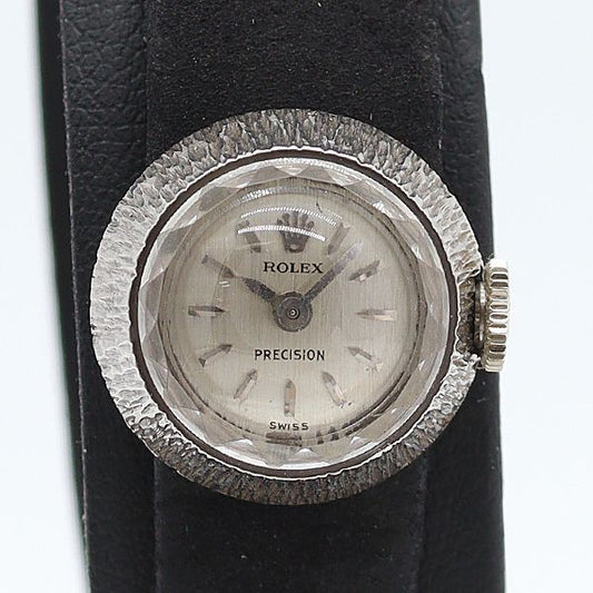 Rolex Precision Manual Wind 18k 750 Silver Dial Watch