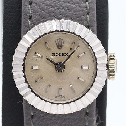 Rolex Orchid Chameleon 750 White Gold Manual Wind Silver Dial Watch