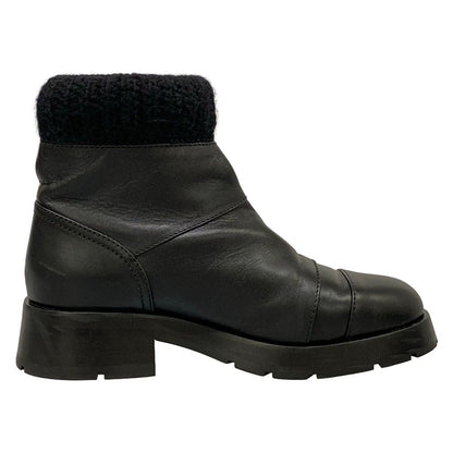 Chanel Short Boots Black CC Logo Fleece Leather — view 2