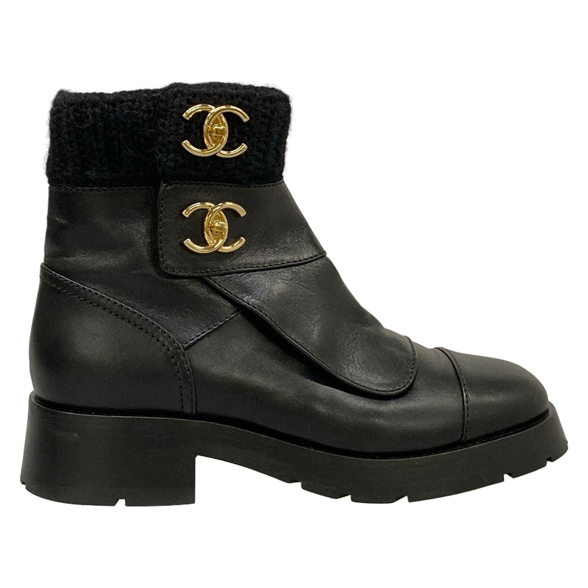 Chanel Short Boots Black CC Logo Fleece Leather — view 4
