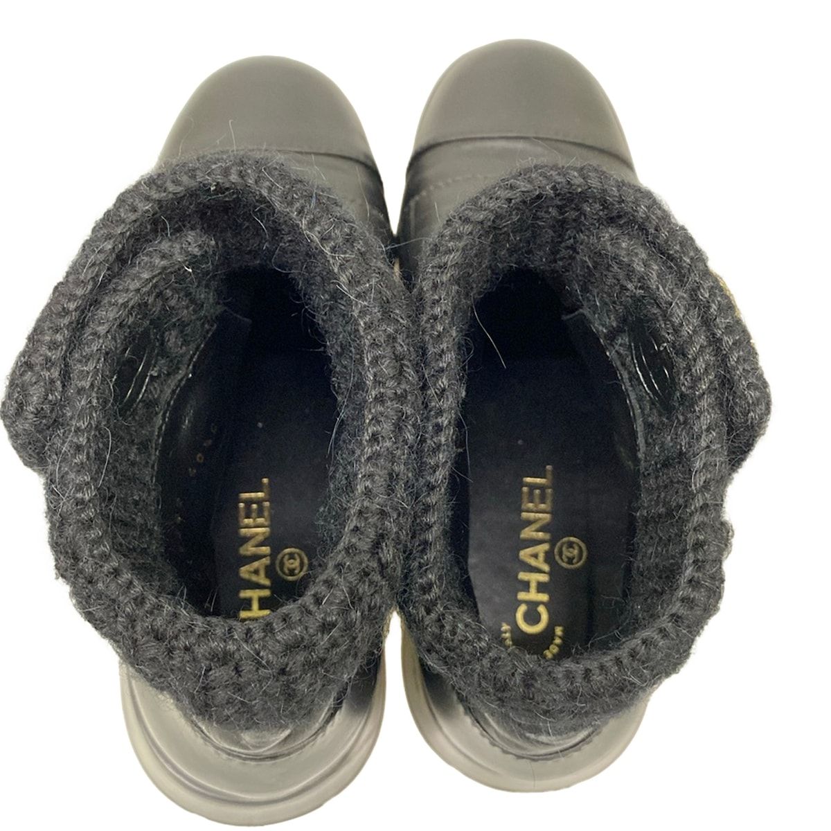 Chanel Short Boots Black CC Logo Fleece Leather — view 7