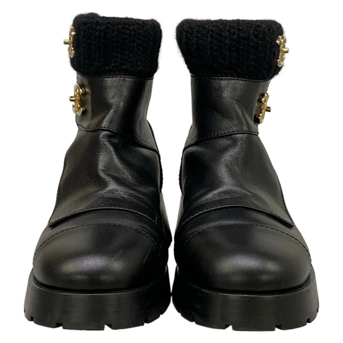 Chanel Short Boots Black CC Logo Fleece Leather — view 5