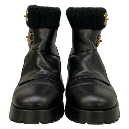 Chanel Short Boots Black CC Logo Fleece Leather — view 5