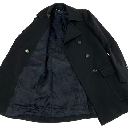 Gucci Double Breasted Pea Coat Notch Lapel Black 40 — view 4