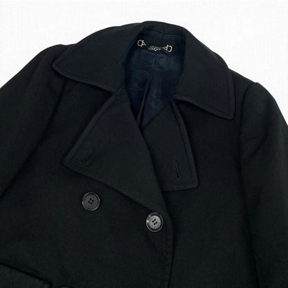 Gucci Double Breasted Pea Coat Notch Lapel Black 40 — view 5