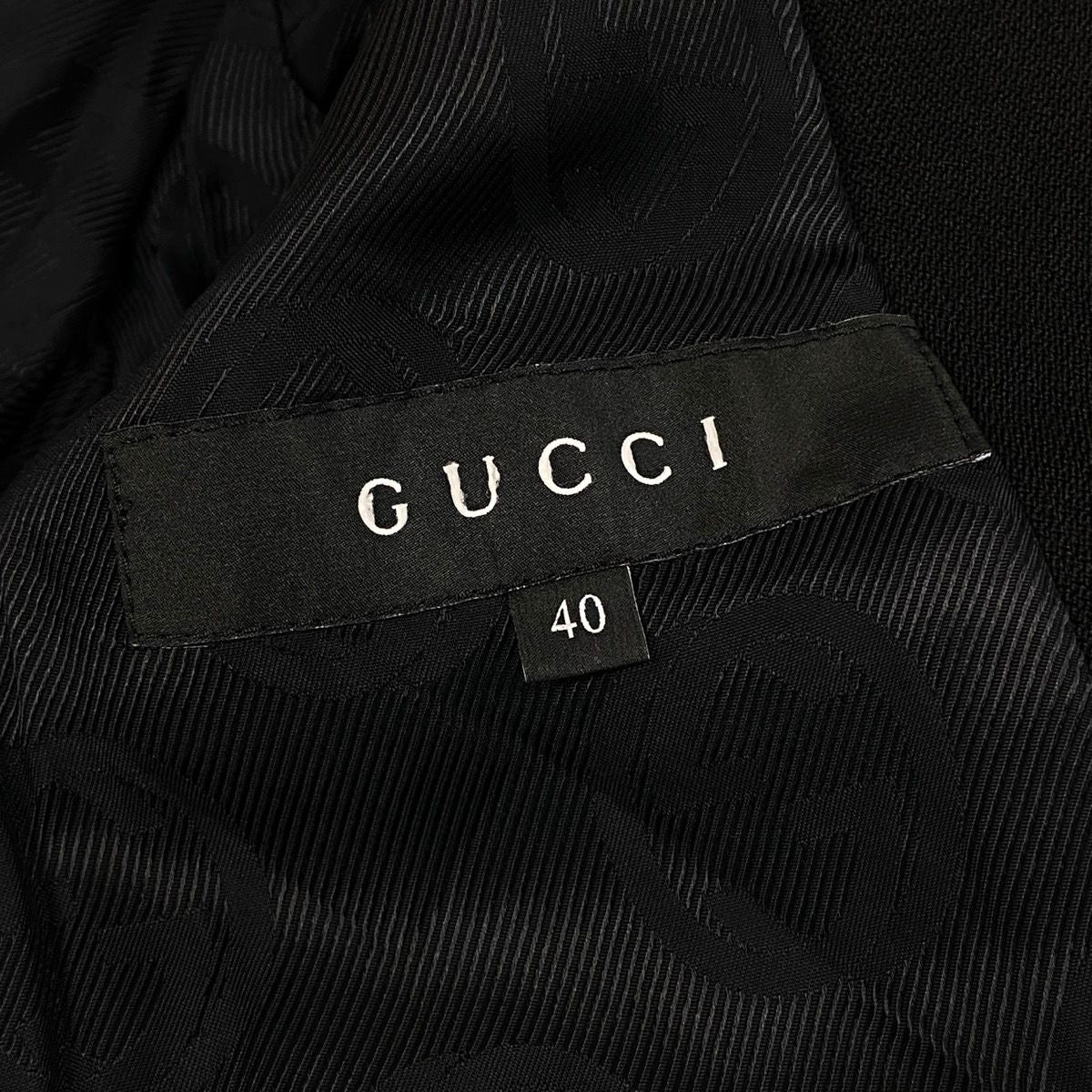 Gucci Double Breasted Pea Coat Notch Lapel Black 40 — view 8