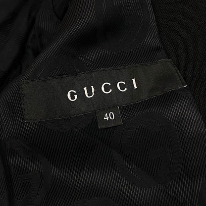 Gucci Double Breasted Pea Coat Notch Lapel Black 40 — view 8