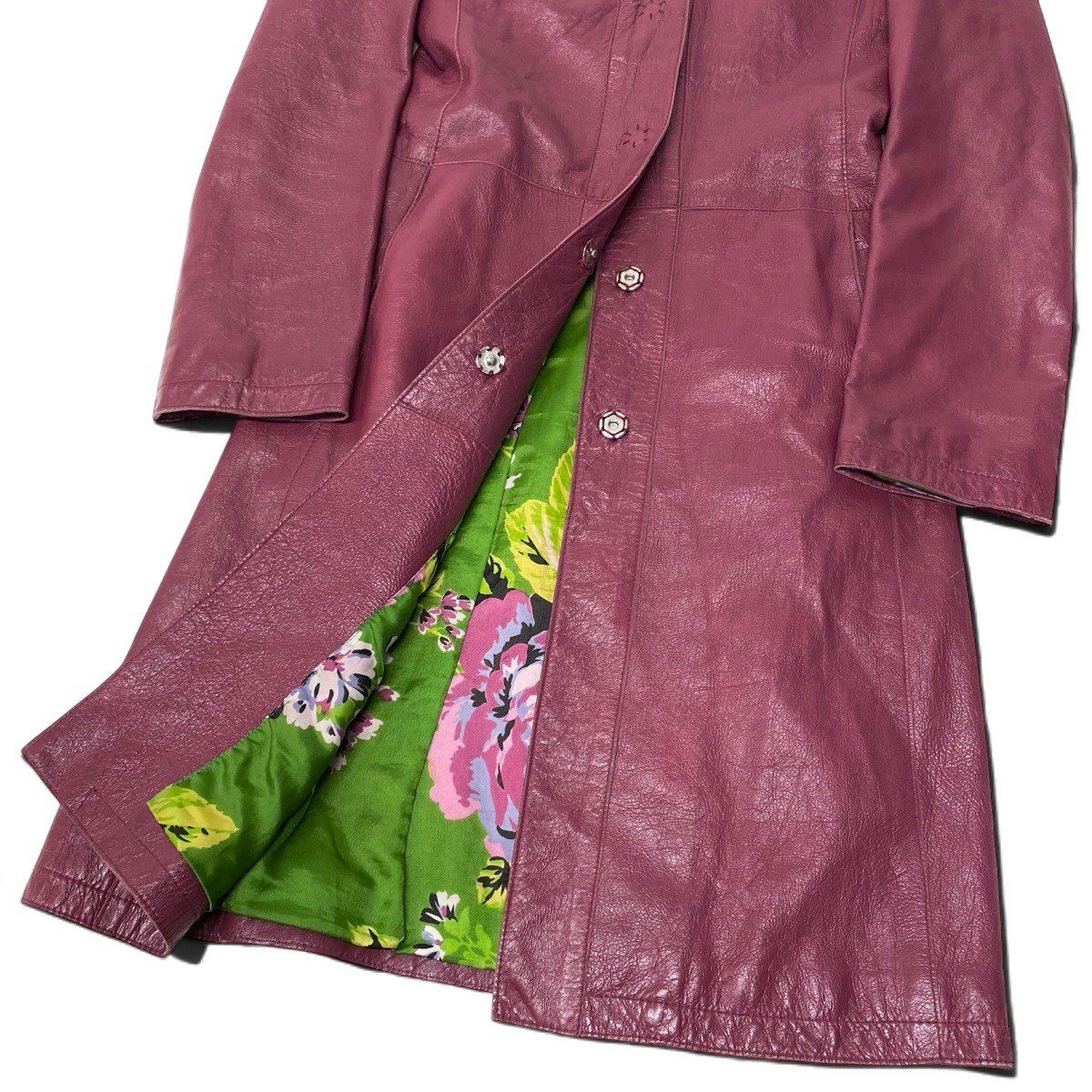 Dolce & Gabbana D&G & Leather Coat Lining Floral Pattern Purple 40 — view 7