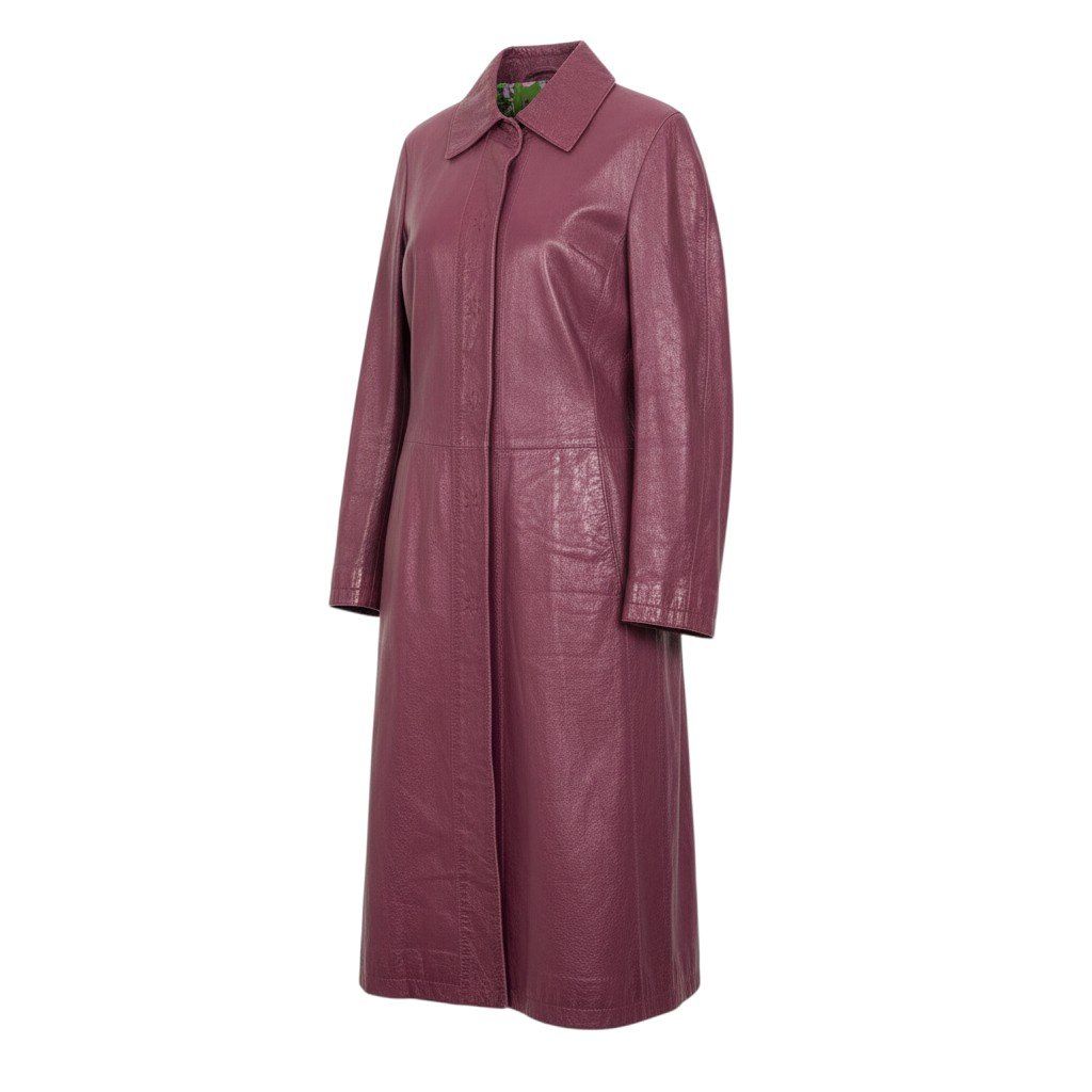 Dolce & Gabbana D&G & Leather Coat Lining Floral Pattern Purple 40