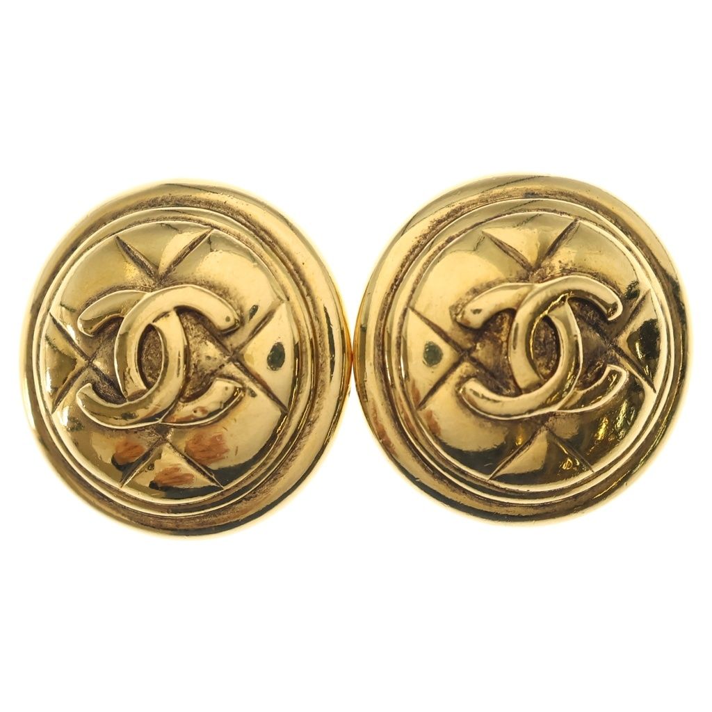 Chanel CC Logo Quilted Vintage Earrings