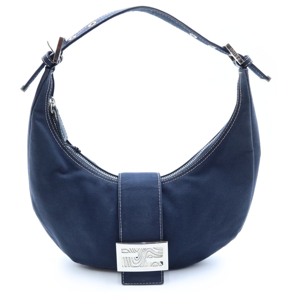 Fendi Bucket Shoulder Bag Navy Canvas
