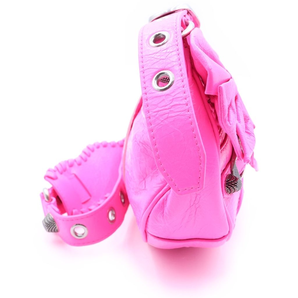 Balenciaga Le Cagole XS Ribbon Shoulder Bag Pink Leather — view 3