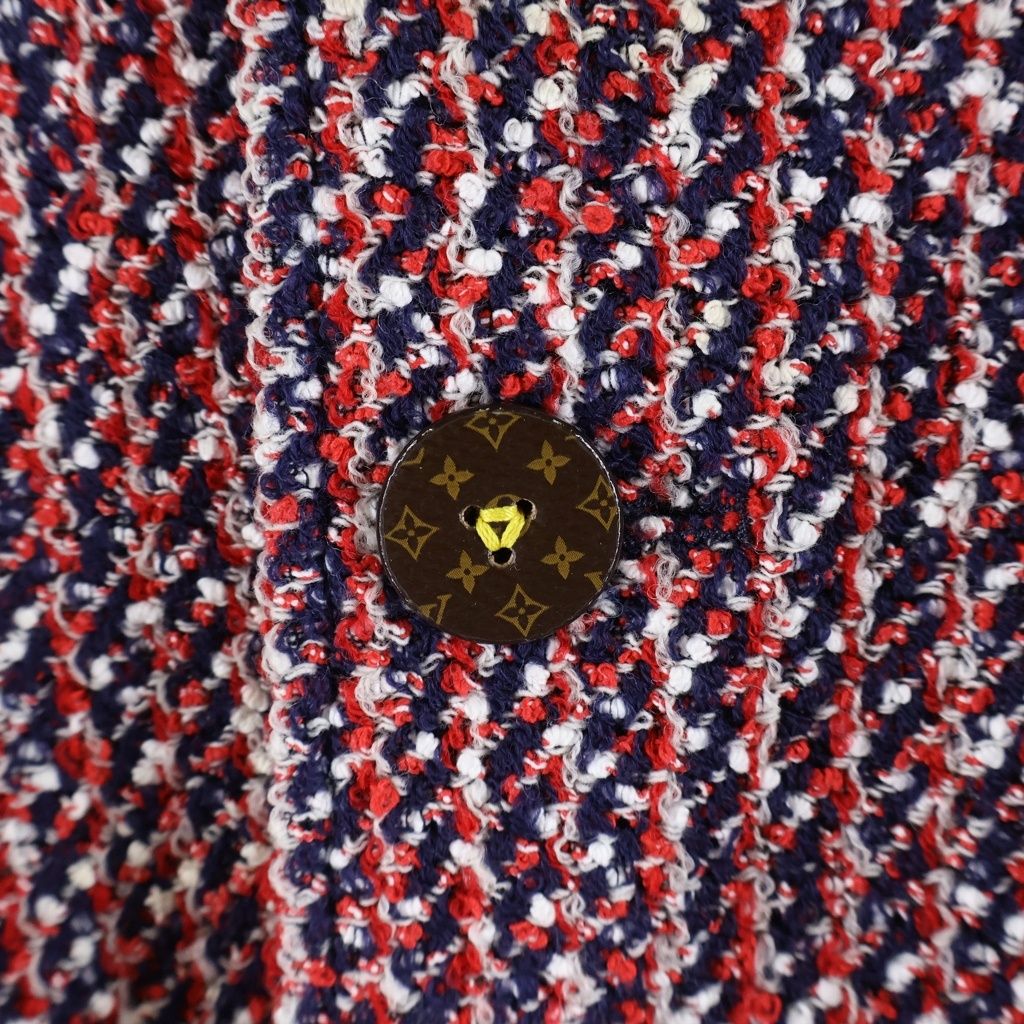 Louis Vuitton Monogram Tricolor Boucle Tweed Jacket Red — view 5