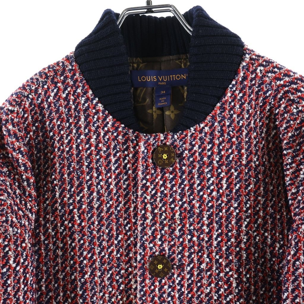 Louis Vuitton Monogram Tricolor Boucle Tweed Jacket Red — view 3