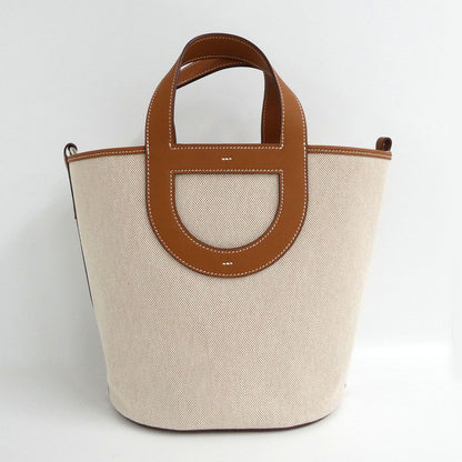 Hermes in the Loop 23 Ecru Gold Toile H Swift Handbag — view 2
