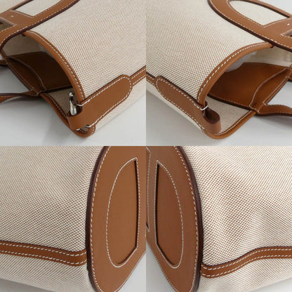 Hermes in the Loop 23 Ecru Gold Toile H Swift Handbag — view 8