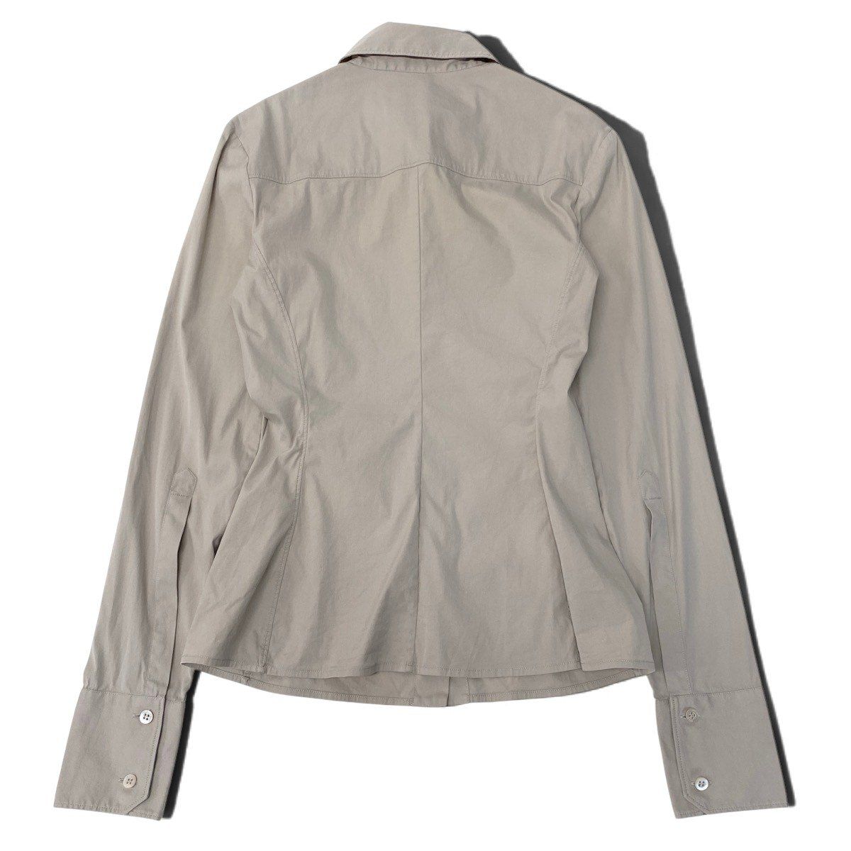 Gucci Tom Ford Era Y2k Long Sleeve Shirt Waist Darts Beige Cotton 40 — view 3