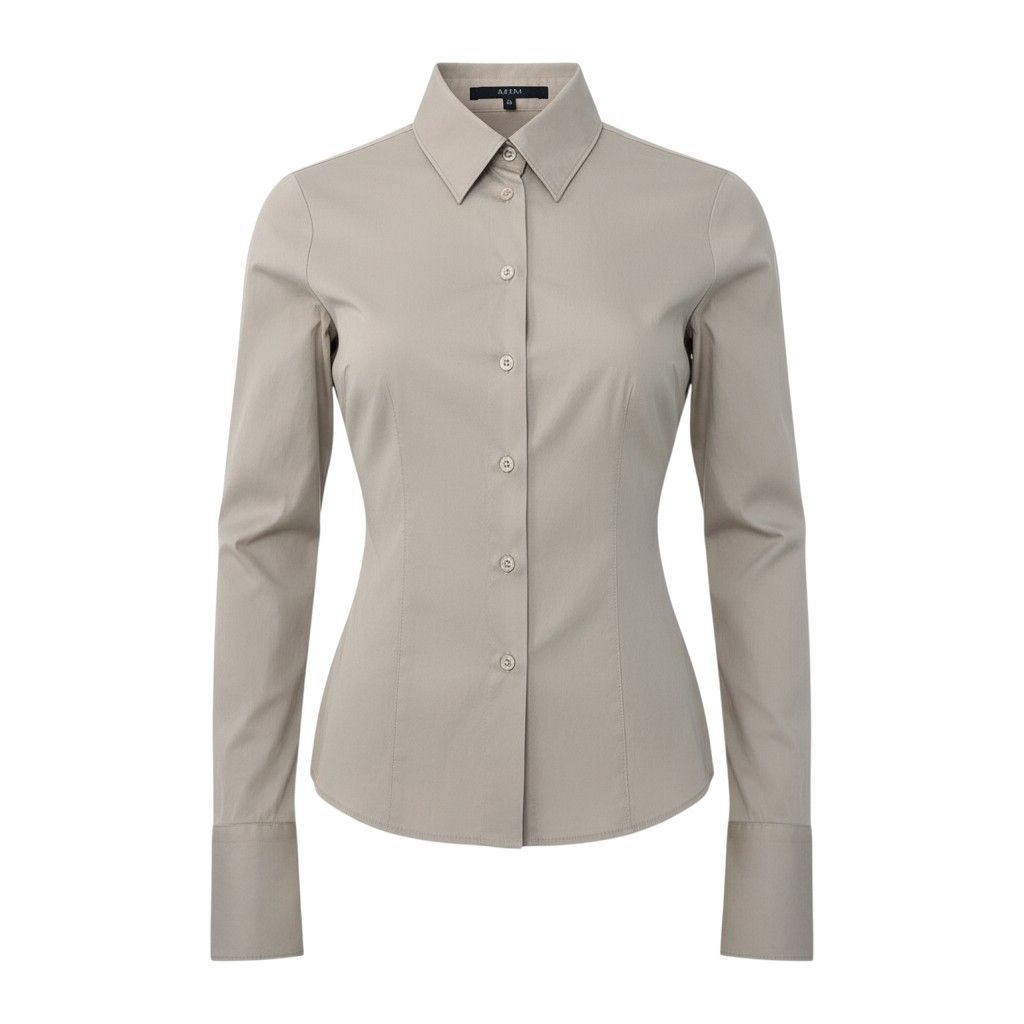 Gucci Tom Ford Era Y2k Long Sleeve Shirt Waist Darts Beige Cotton 40