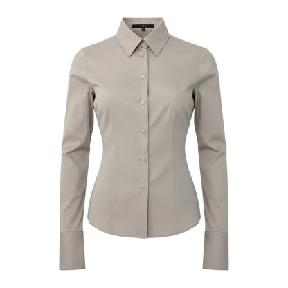 Gucci Tom Ford Era Y2k Long Sleeve Shirt Waist Darts Beige Cotton 40