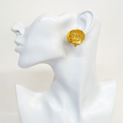 Chanel Earrings Vintage CC Logo Gold Plated — view 5