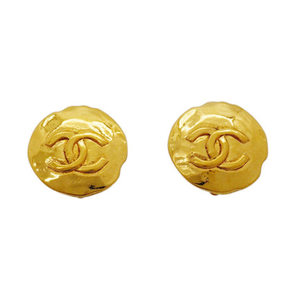 Chanel Earrings Vintage CC Logo Gold Plated