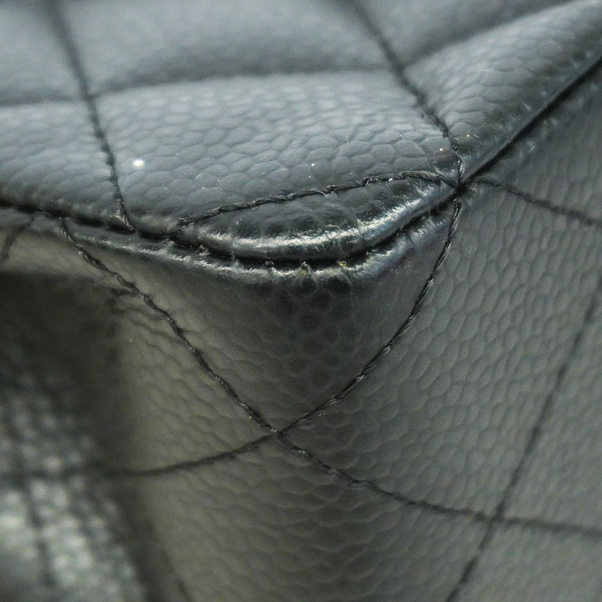 Chanel Shoulder Bag Quilted Caviar Leather Black Silver — view 6