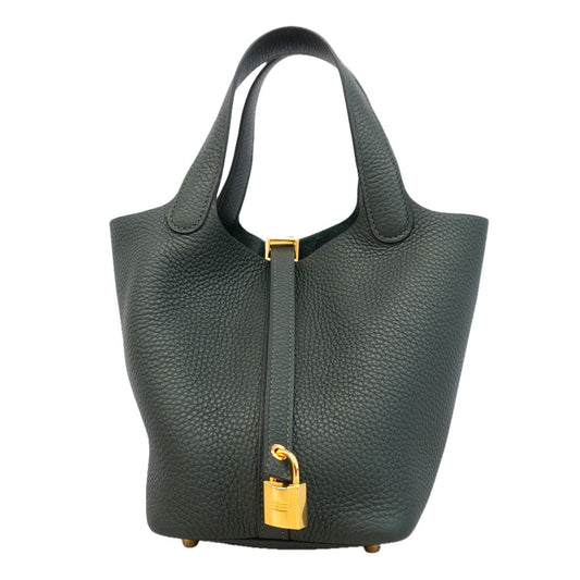 Hermes Handbag Picotin Lock PM Taurillon Clemence Vert Gold
