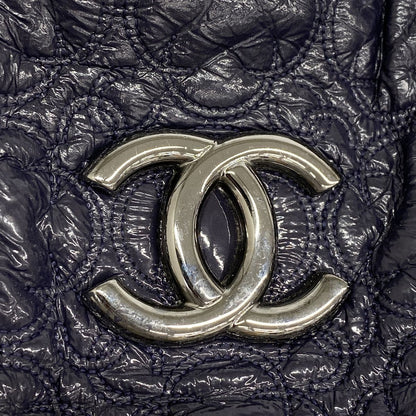 Chanel Shoulder Bag Leather Navy Silver — view 7