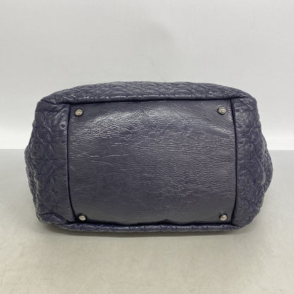Chanel Shoulder Bag Leather Navy Silver — view 3