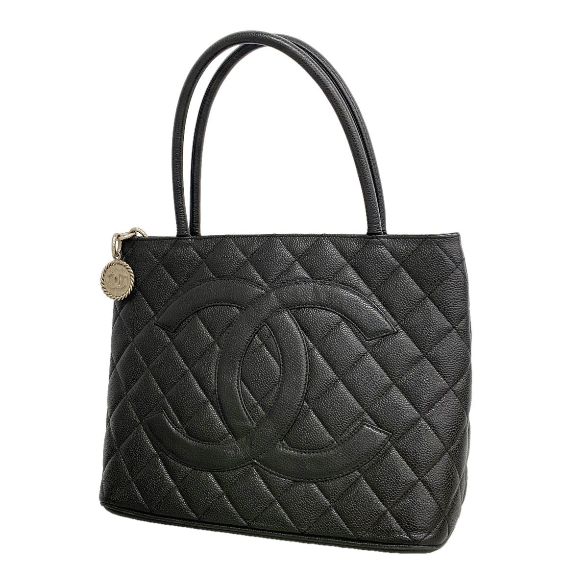 Chanel Tote Bag Reissue Caviar Leather Black Silver