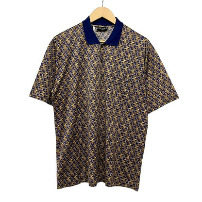 Celine Short Sleeve Polo Shirt Navy Dark Brown Multi L