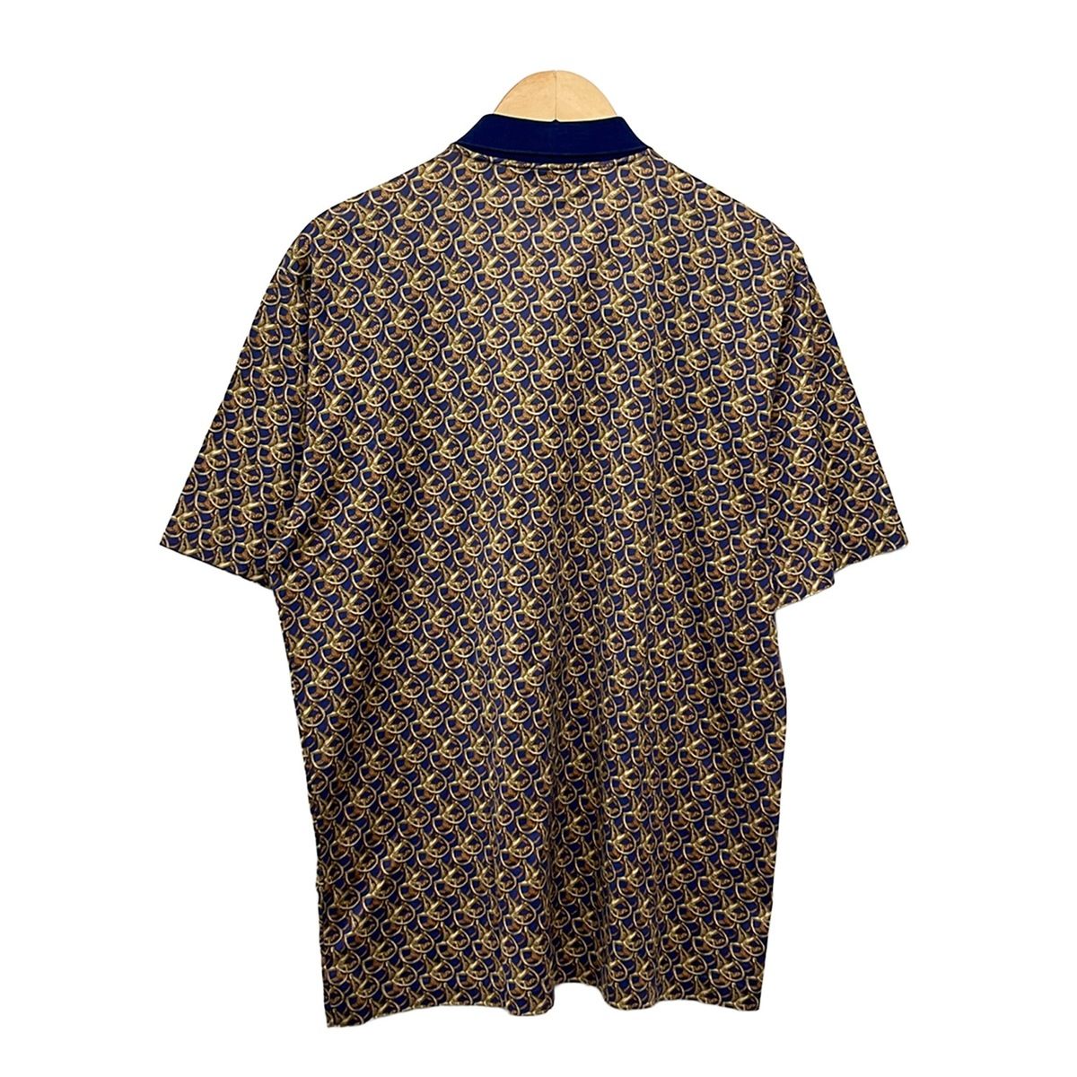 Celine Short Sleeve Polo Shirt Navy Dark Brown Multi L — view 2