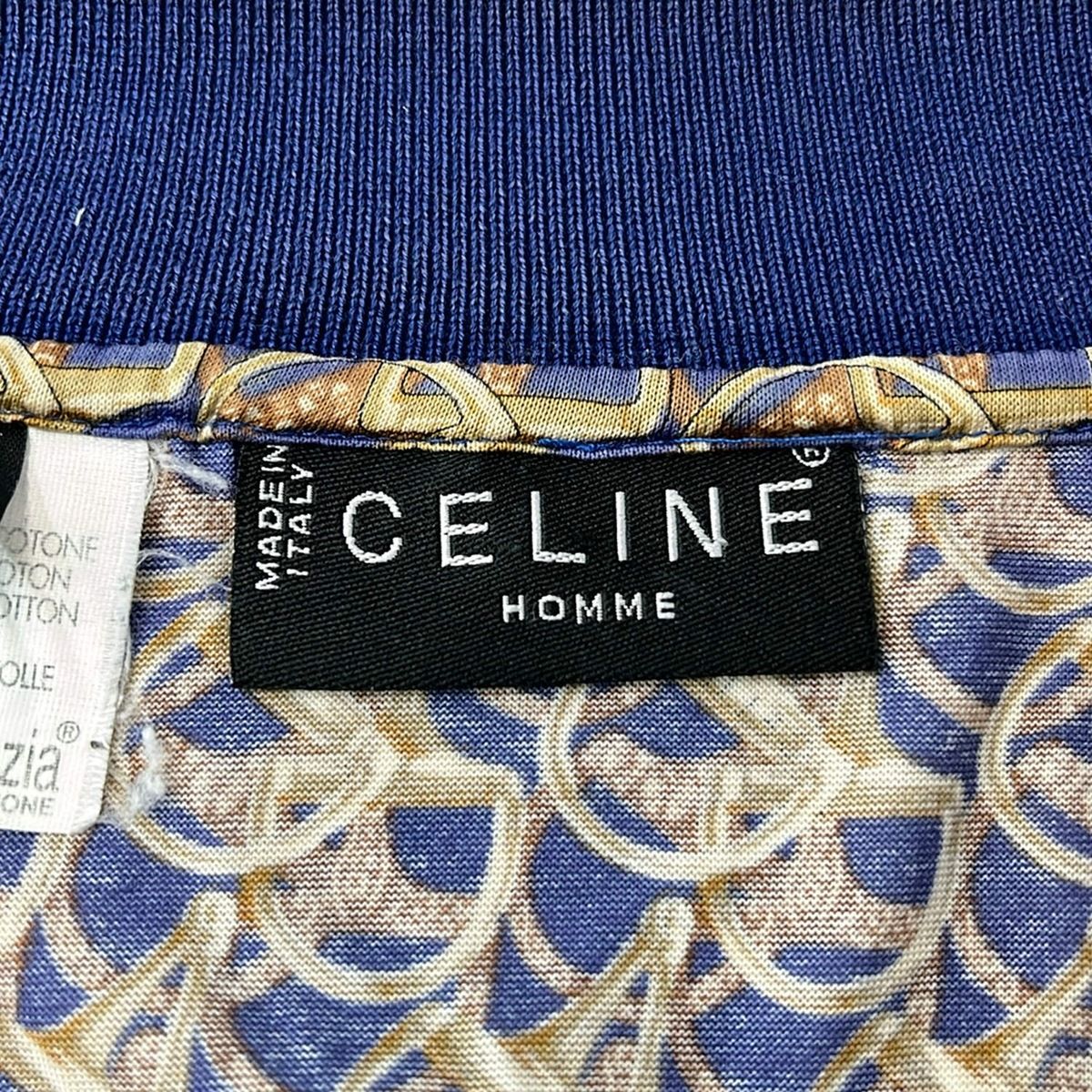 Celine Short Sleeve Polo Shirt Navy Dark Brown Multi L — view 3