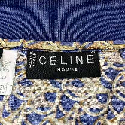 Celine Short Sleeve Polo Shirt Navy Dark Brown Multi L — view 3