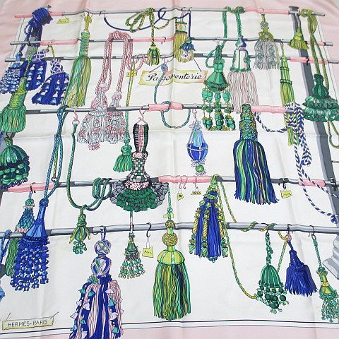 Hermes Carre 90 Passementerie Large Format Scarf Tassel Pink