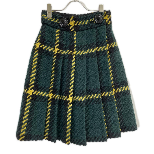 Miu Miu Green Wool Pleated Wrap Medium Skirt 38