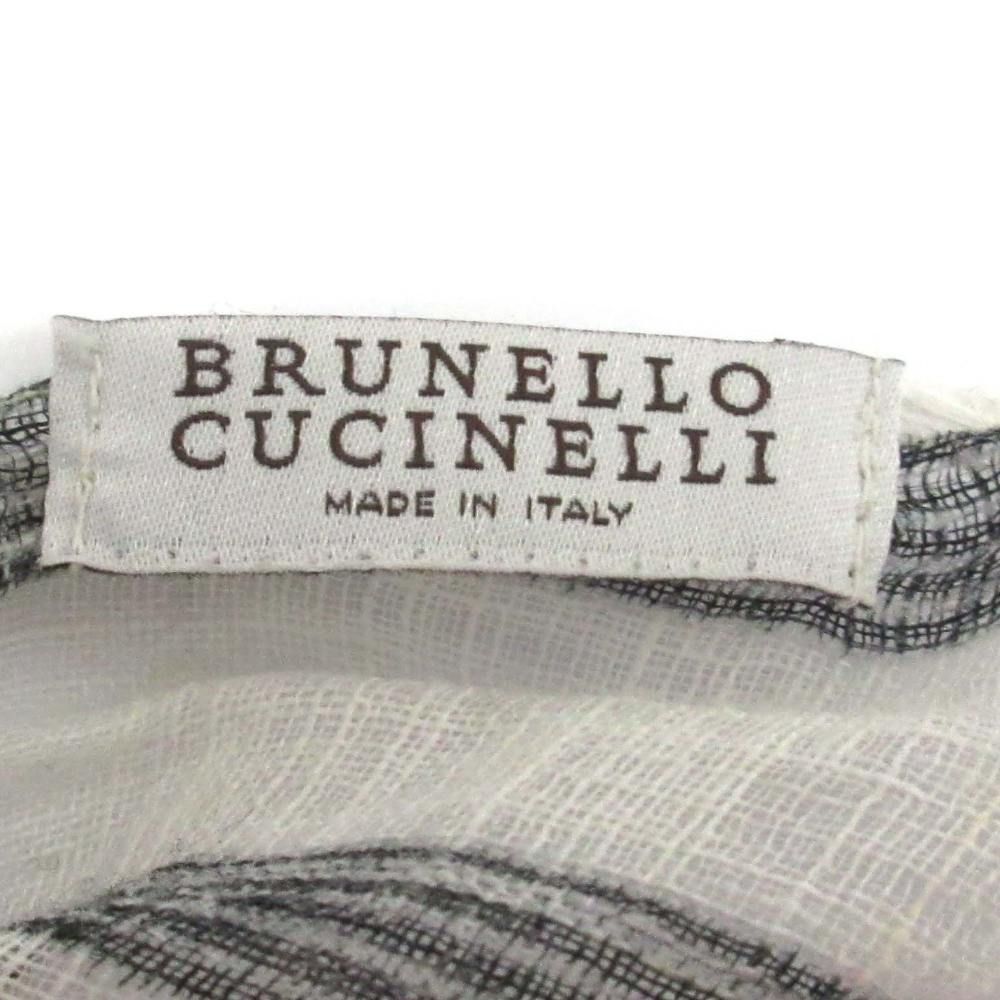 Brunello Cucinelli Monile Twintail Shawl Stripe Off White Shiny Detail Scarf — view 5