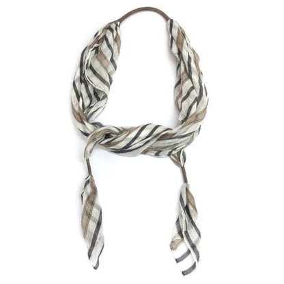 Brunello Cucinelli Monile Twintail Shawl Stripe Off White Shiny Detail Scarf