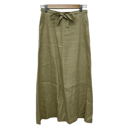 Chanel Skirt S Beige Wood Button Linen 36